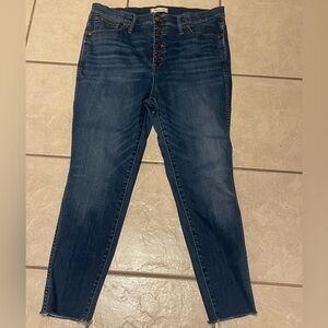 Madewell Women’s Dark Blue High-Rise Skinny Crop Jeans Button Fly Size 33